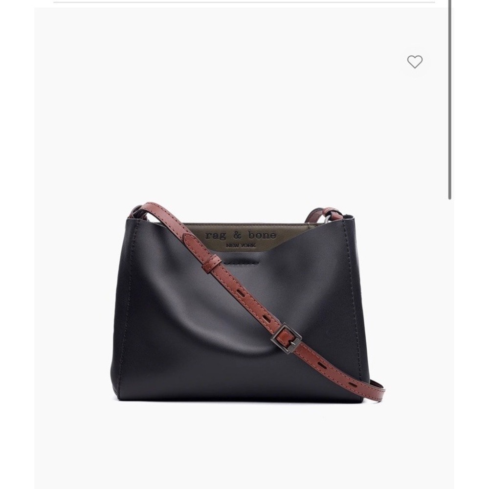 Rag & Bone Passenger Crossbody Leather Bag Black Olive Night Brown